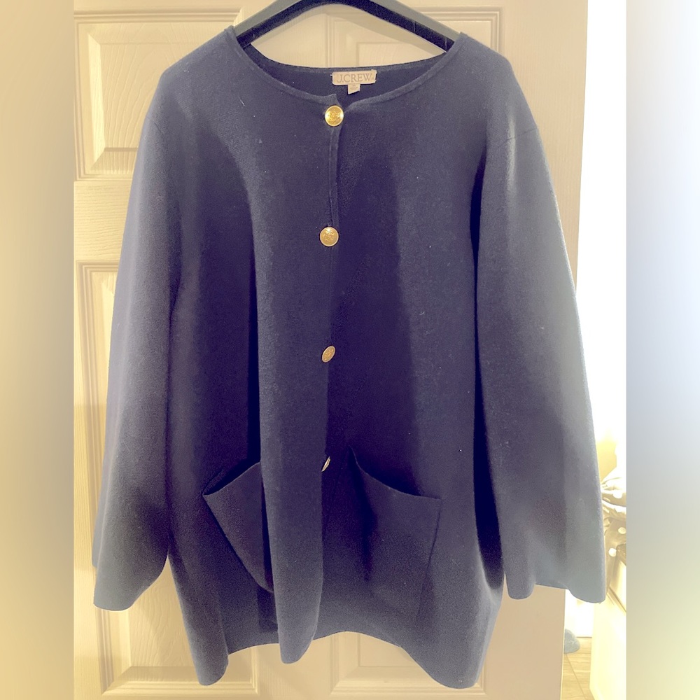 Navy Jcrew sweater jacket with beautiful buttons